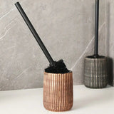 Textured Ceramic Toilet Brush Holder Set