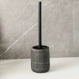 Textured Ceramic Toilet Brush Holder Set