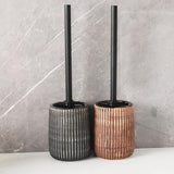Textured Ceramic Toilet Brush Holder Set