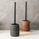 Textured Ceramic Toilet Brush Holder Set