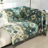 Tribal-Inspired Soft Geometric Fringe Blanket