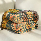 Tribal-Inspired Soft Geometric Fringe Blanket