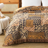Tribal Patchwork Reversible Tassel Cotton Blanket