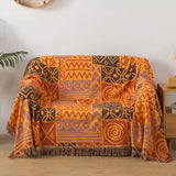 Tribal Patchwork Reversible Tassel Cotton Blanket