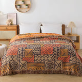 Tribal Patchwork Reversible Tassel Cotton Blanket