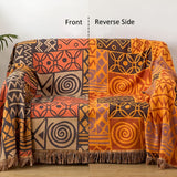 Tribal Patchwork Reversible Tassel Cotton Blanket