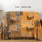 Tribal Patchwork Reversible Tassel Cotton Blanket
