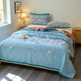 Turquoise Floral Glam Gauze Blanket
