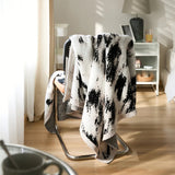 Velora Black White Fuzzy Knit Throw