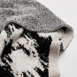 Velora Black White Fuzzy Knit Throw