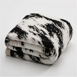 Velora Black White Fuzzy Knit Throw