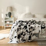 Velora Black White Fuzzy Knit Throw