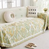 Verdure Leaf Pattern Chenille Sofa Cover