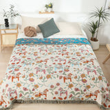 Vibrant Floral Garden Tassel Trim Blanket