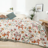 Vibrant Floral Garden Tassel Trim Blanket