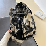 Vintage-Inspired Cat Print Scarf