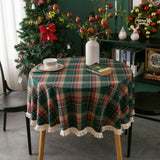 Vintage Holiday Plaid Round Tablecloth