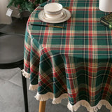 Vintage Holiday Plaid Round Tablecloth