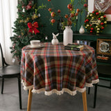 Vintage Holiday Plaid Round Tablecloth