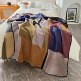 Warm Knit Colorblock Plaid Blanket