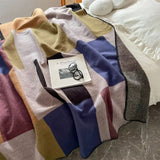 Warm Knit Colorblock Plaid Blanket
