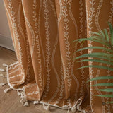 Wheat Pattern Beige Tassel Curtain