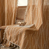 Wheat Pattern Beige Tassel Curtain