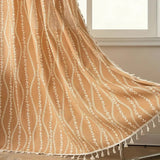 Wheat Pattern Beige Tassel Curtain