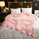 Whimsy Fluffy Pom-Pom Macaron Blanket