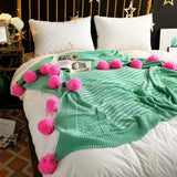Whimsy Fluffy Pom-Pom Macaron Blanket