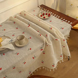 Vintage Red Cherry Tassel Tablecloth