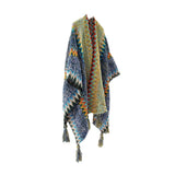 Zayla Tassel Striped Poncho Shawl
