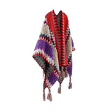 Zayla Tassel Striped Poncho Shawl