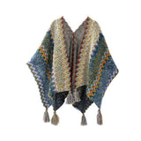Zayla Tassel Striped Poncho Shawl