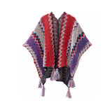 Zayla Tassel Striped Poncho Shawl