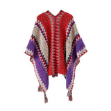 Zayla Tassel Striped Poncho Shawl