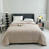 Plaid Embossed Grid Pattern Winter Blanket