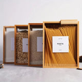 Sliding Bamboo Wood Pasta Grain Storage Container