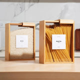 Sliding Bamboo Wood Pasta Grain Storage Container