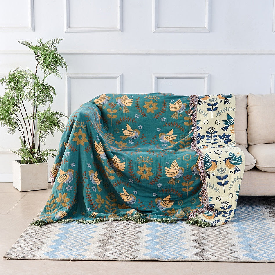 Couverture bohème florale rustique | Couverture florale 100 % coton