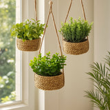 Leafara Hanging Artificial Plant In Woven Basket Pot