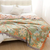 Rustic Floral Boho Blanket | 100% Cotton Floral Blanket