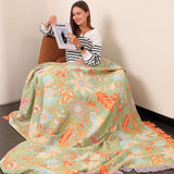 Rustic Floral Boho Blanket | 100% Cotton Floral Blanket