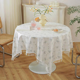 Golden Tassel Floral Round Table Cloth